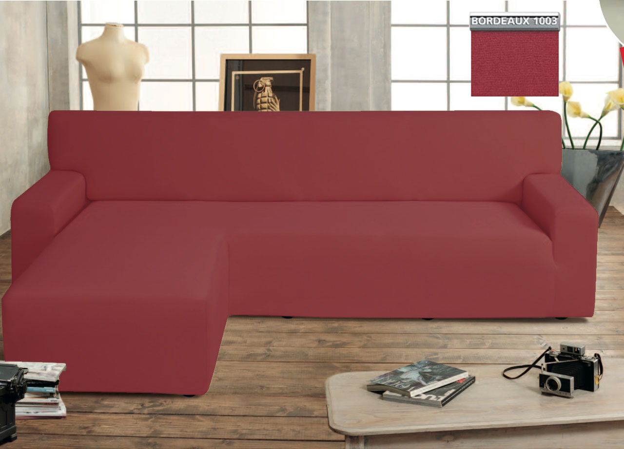 Copridivano Linea Genius Con Penisola Chaise Longue Modello Swing Bordeaux