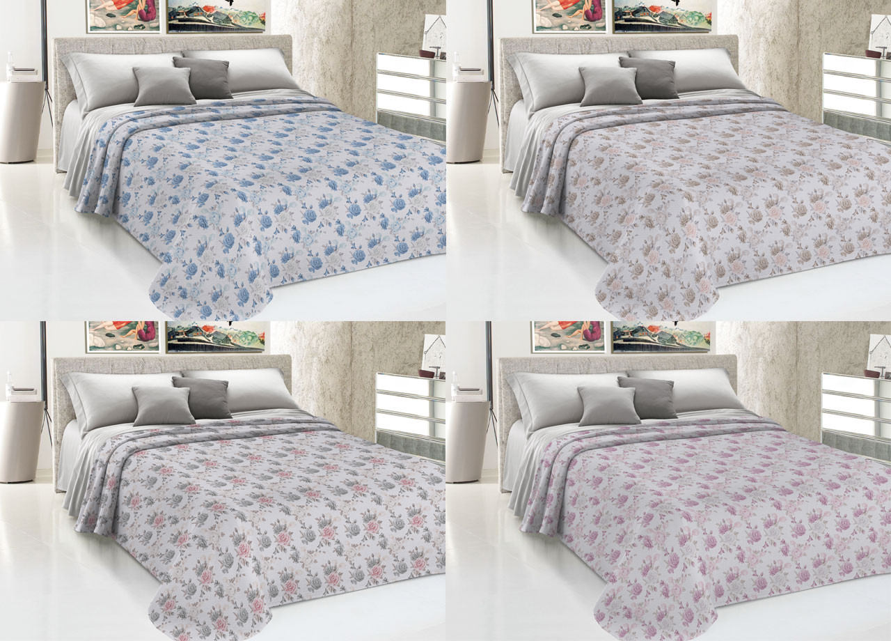 Copriletto Leggero Estate Piquet Puro Cotone Made Italy Modello Rosa Grande