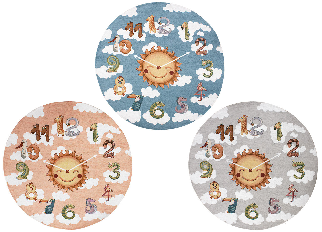 Tappeto Cameretta Per Bambini Antiscivolo Fantasia Orologio