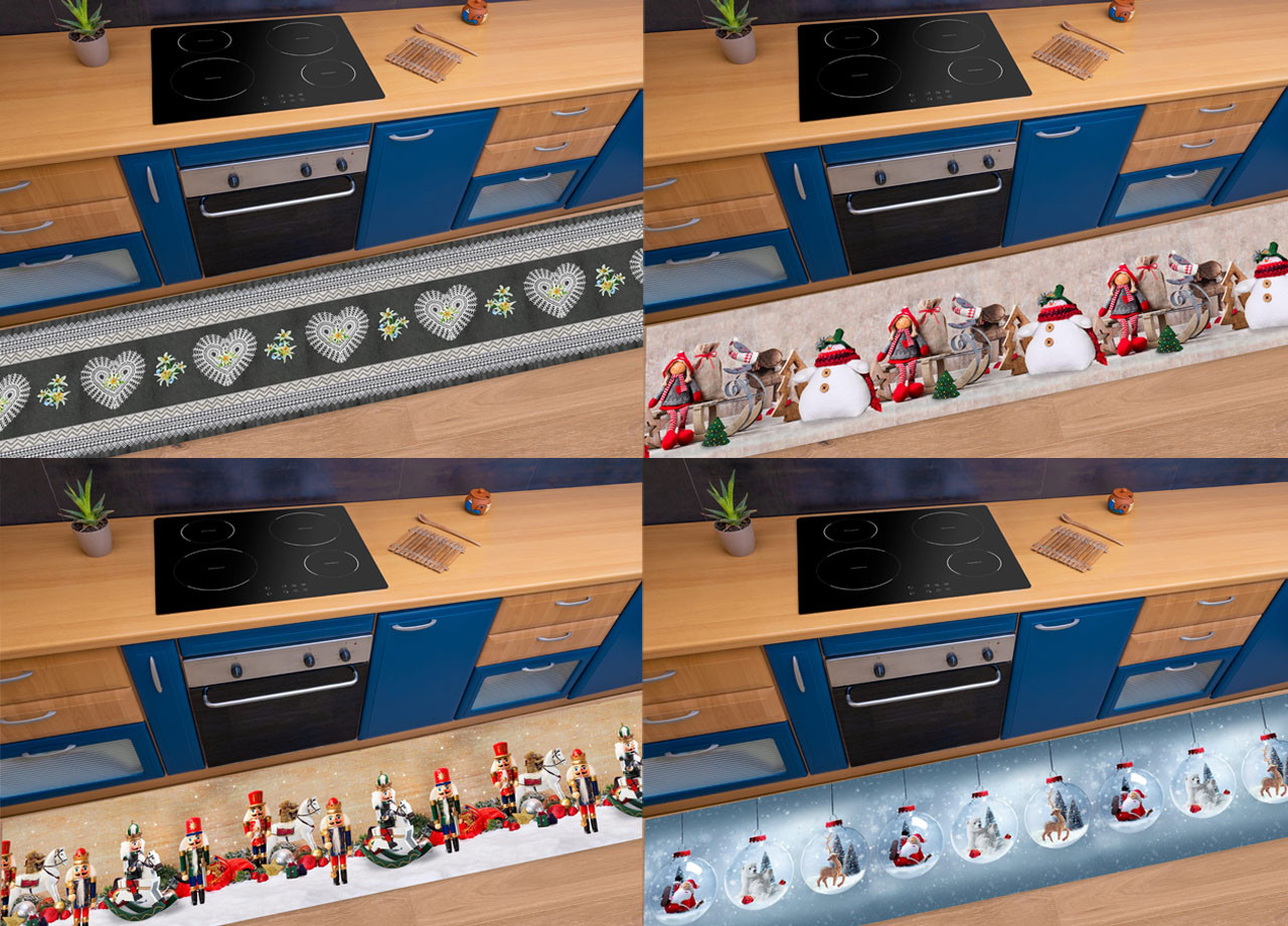 Tappeto Corsia Cucina Antiscivolo Antisfilo Stampa Digitale Fantasie Natale Varie