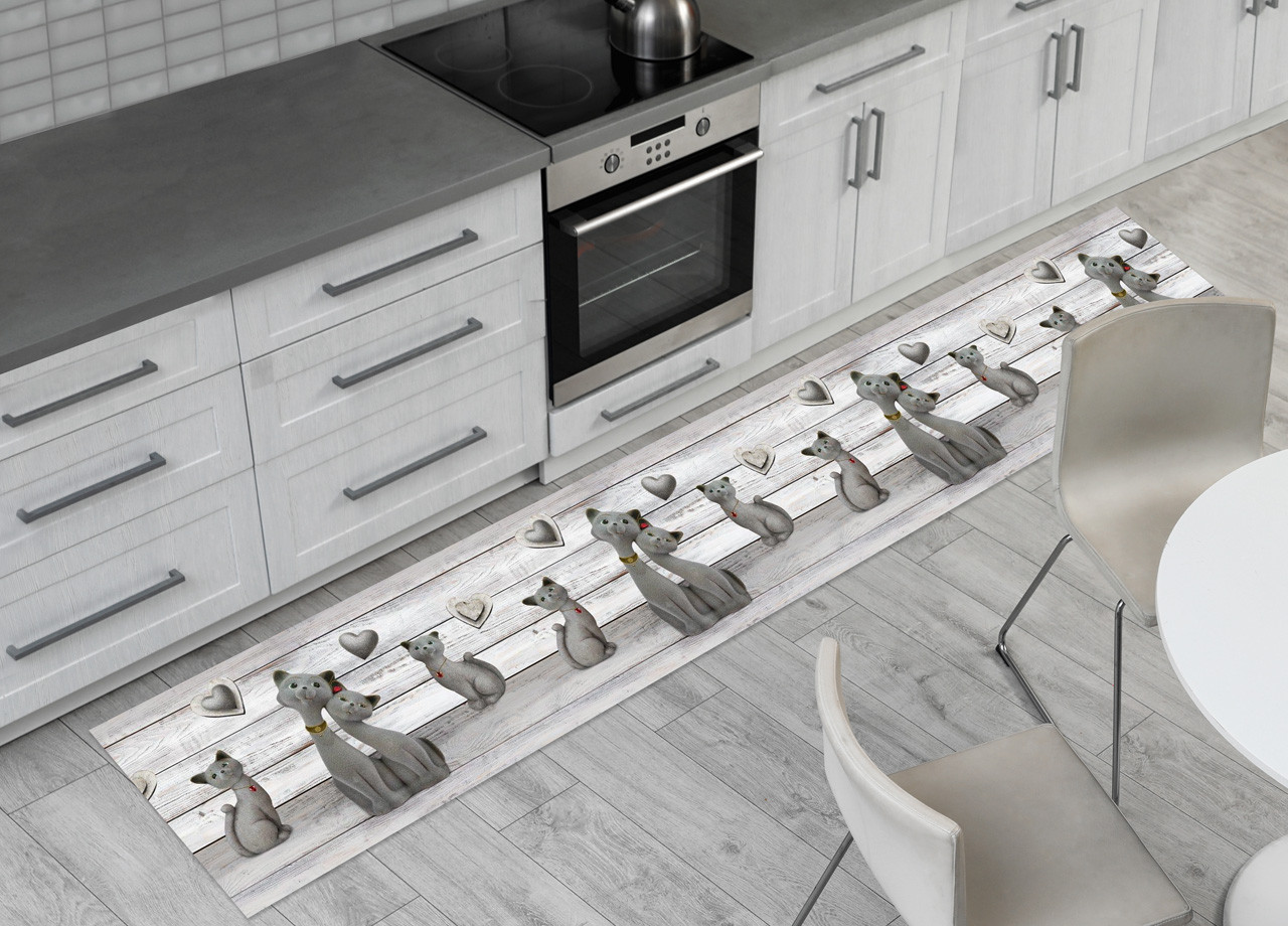 Tappeto Runner Cucina Antiscivolo Passatoia Fantasia Gatto Fashion