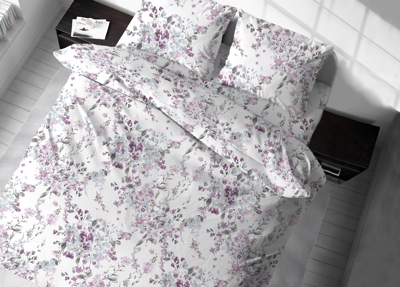 Parure Copripiumino Sacco Letto Caldo Cotone Flanellato Modello Acquarello