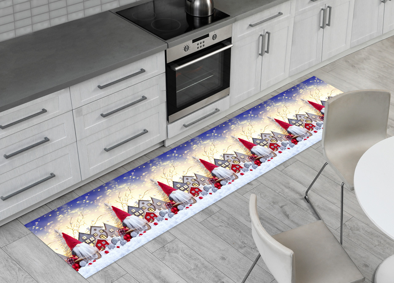 Tappeto Corsia Cucina Passatoia Resinata Antiscivolo Digitale Mod. Snow House
