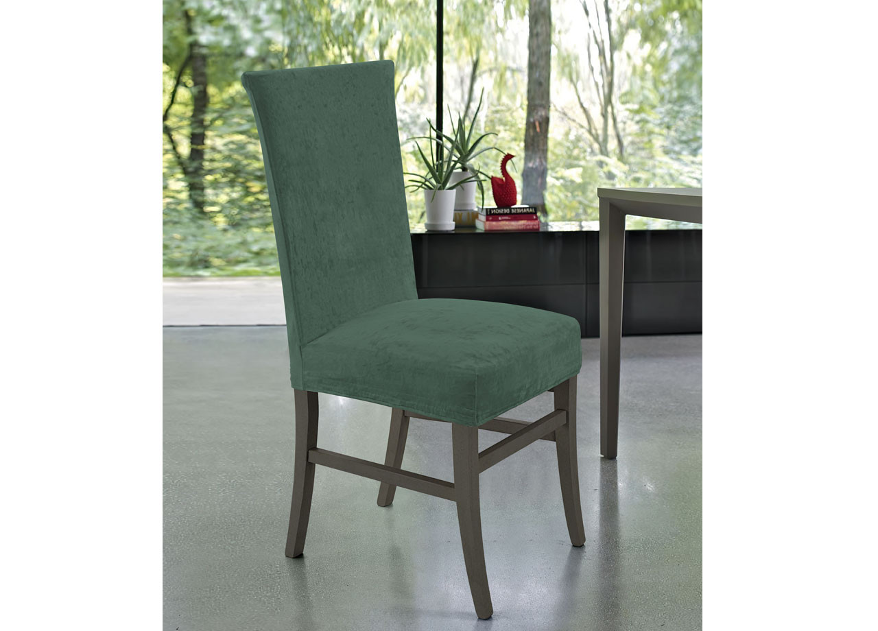 Pack 2 Copri Sedia Con Schienale Tinta Unita Morbidissimo Verde Effetto Velluto