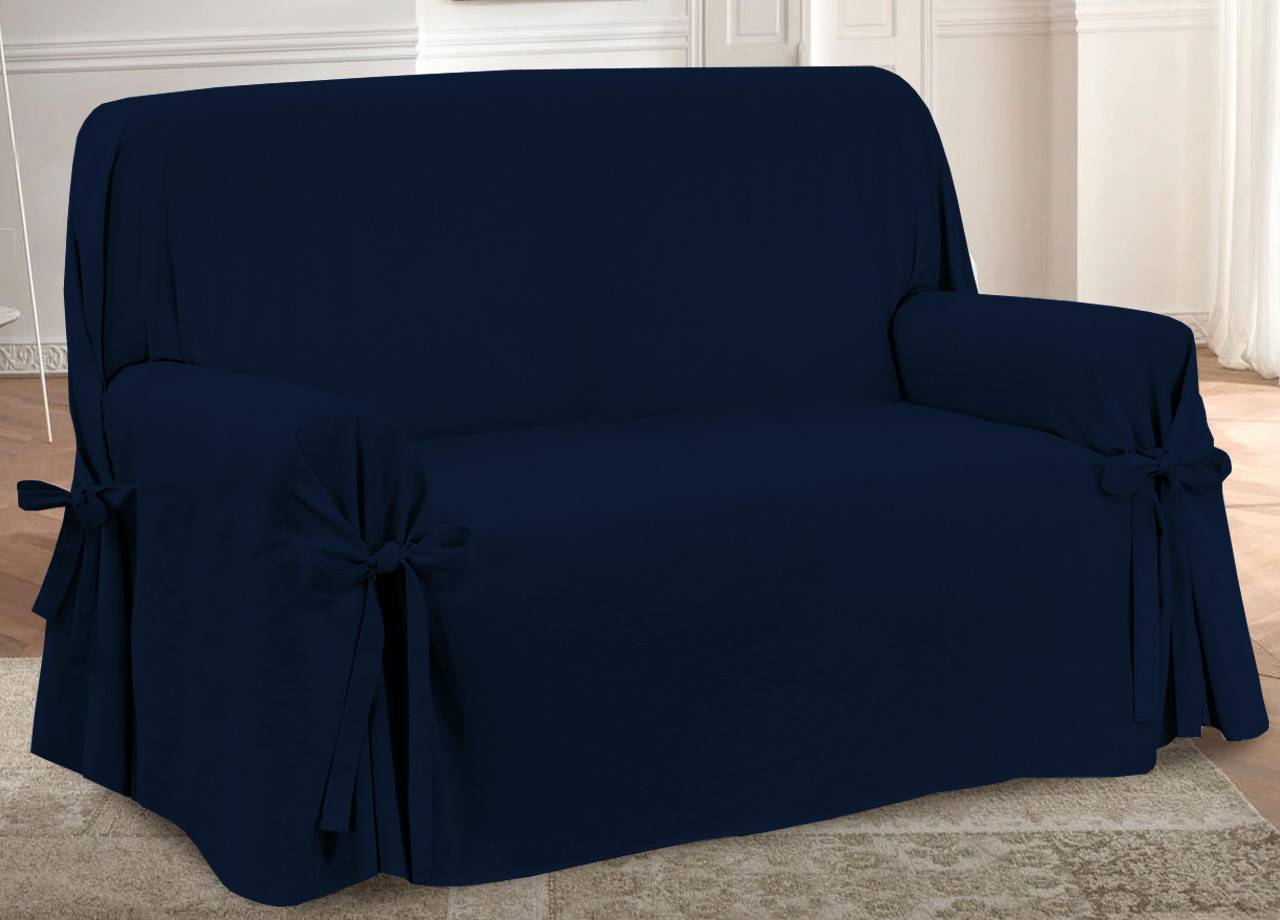 Copri Divano Con Laccetti Fiocchi Made In Italy Prezioso Blu