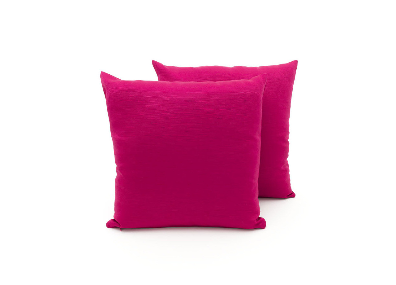 Coppia Cuscini Arredo Decorativi Tessuto Ottoman In Tinta Unita Fucsia 30