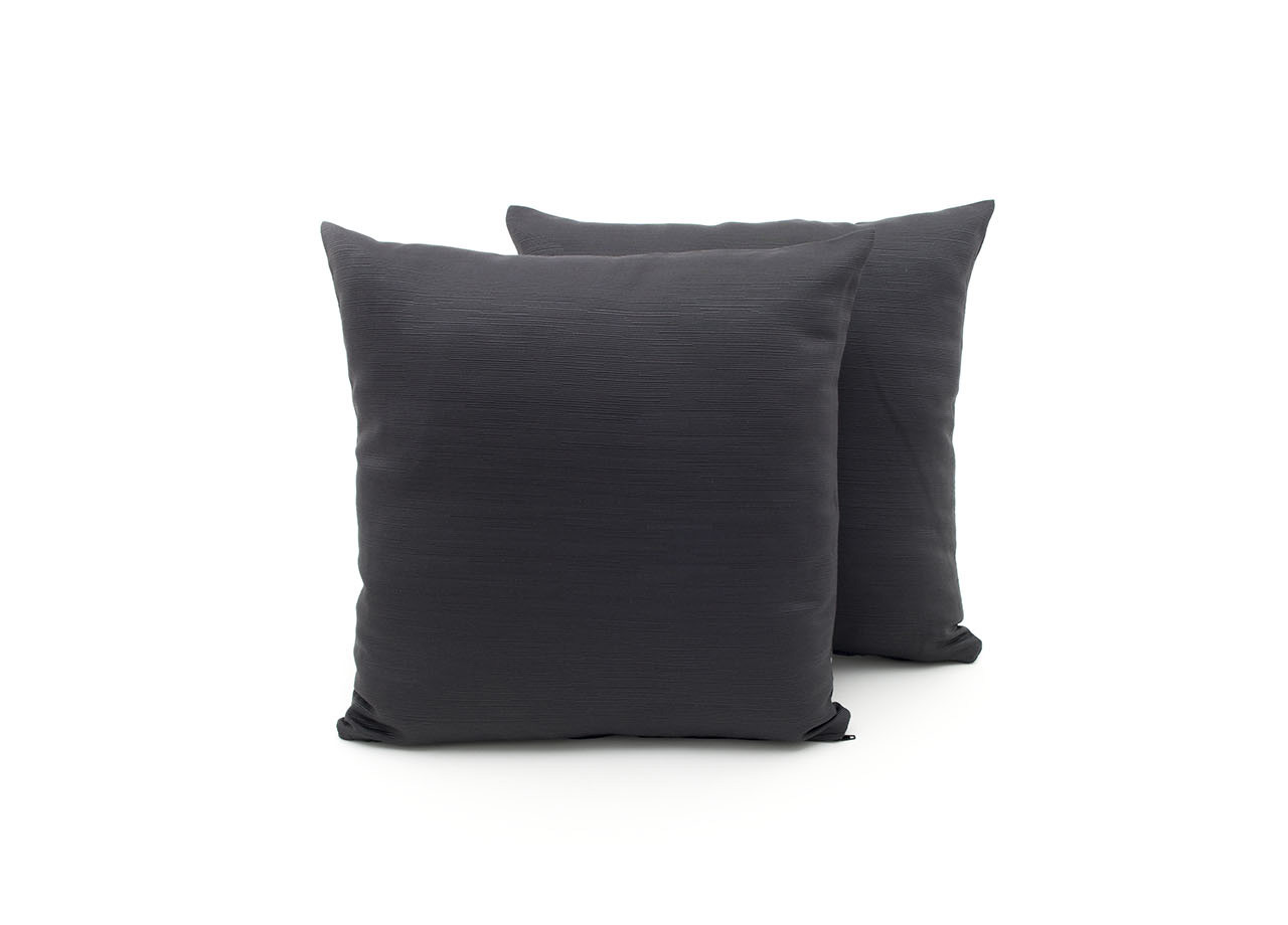 Coppia Cuscini Arredo Decorativi Tessuto Ottoman In Tinta Unita Grigio 44