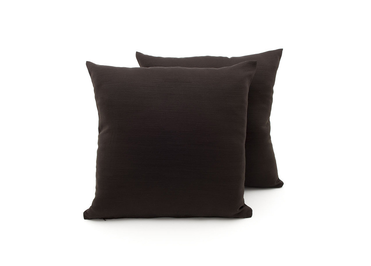 Coppia Cuscini Arredo Decorativi Tessuto Ottoman In Tinta Unita Marrone 21