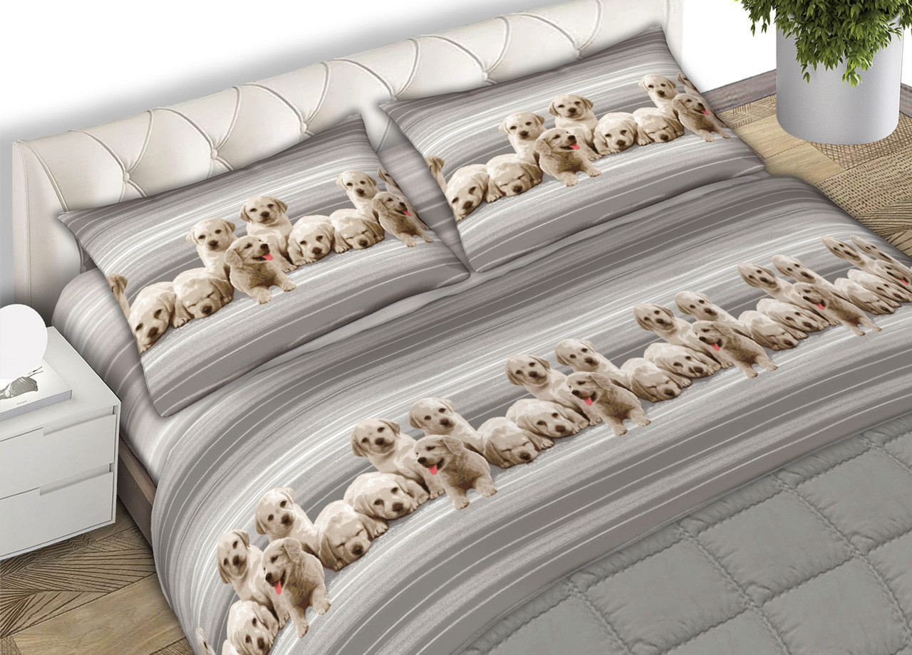 Set Completo Lenzuola Estate In Puro Cotone Labrador Grigio C.N.