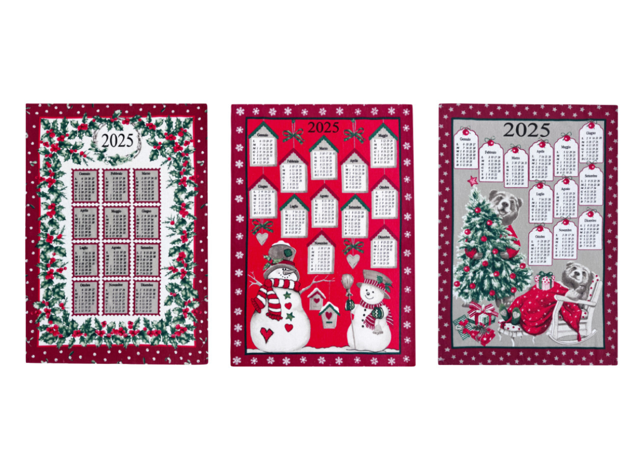Pacco 6 Canovacci Cucina Natale Cotone Stampato Made Italy Dis. Assortiti A
