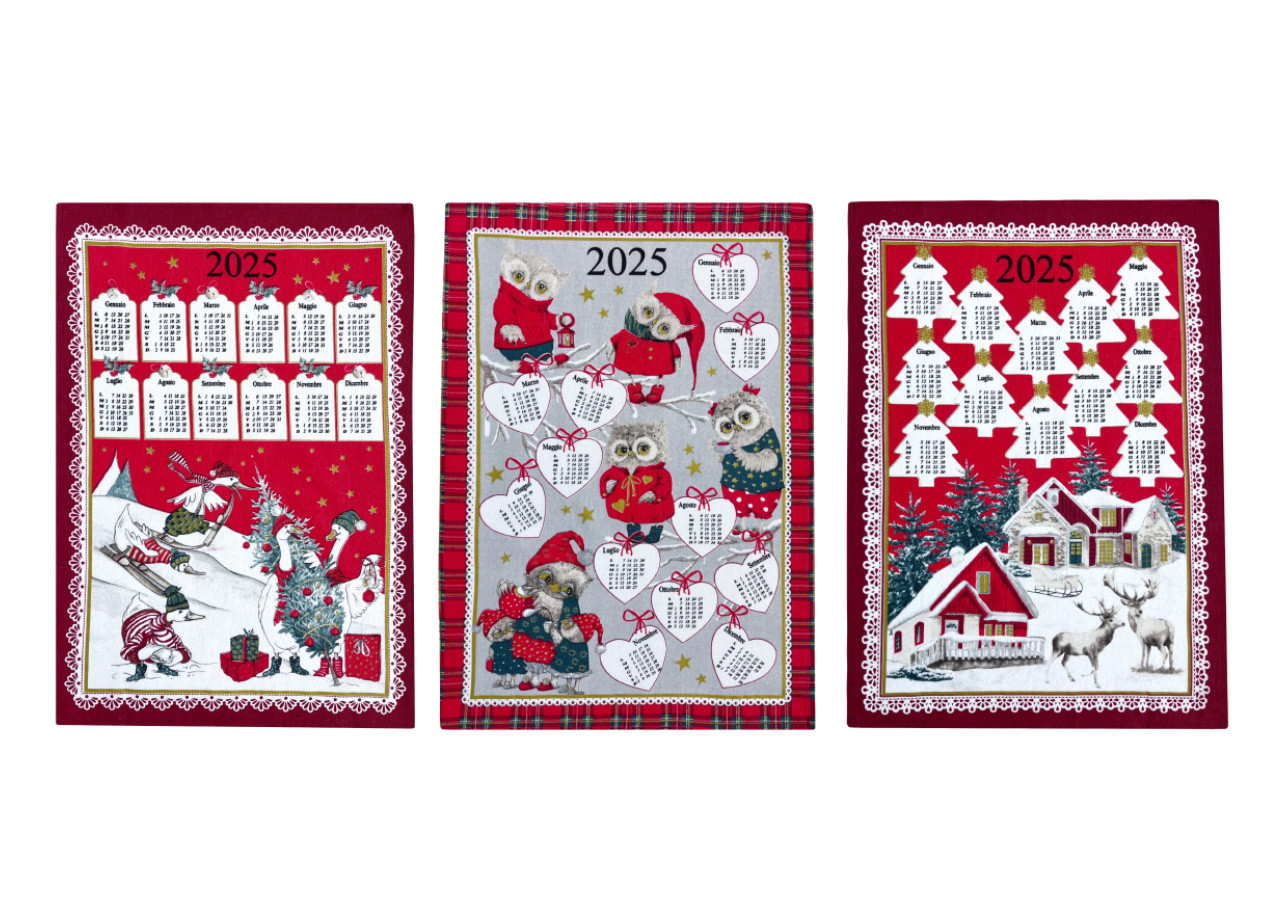 Pacco 6 Canovacci Cucina Natale Cotone Stampato Made Italy Dis. Assortiti B