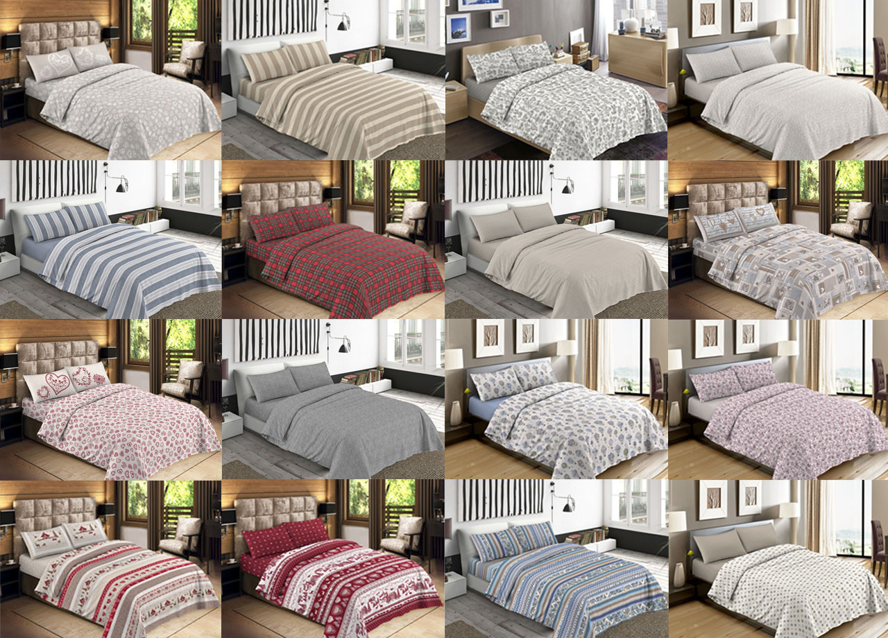 Parure Copripiumino Sacco Set Letto Puro Cotone Vari Disegno RP Made Italy