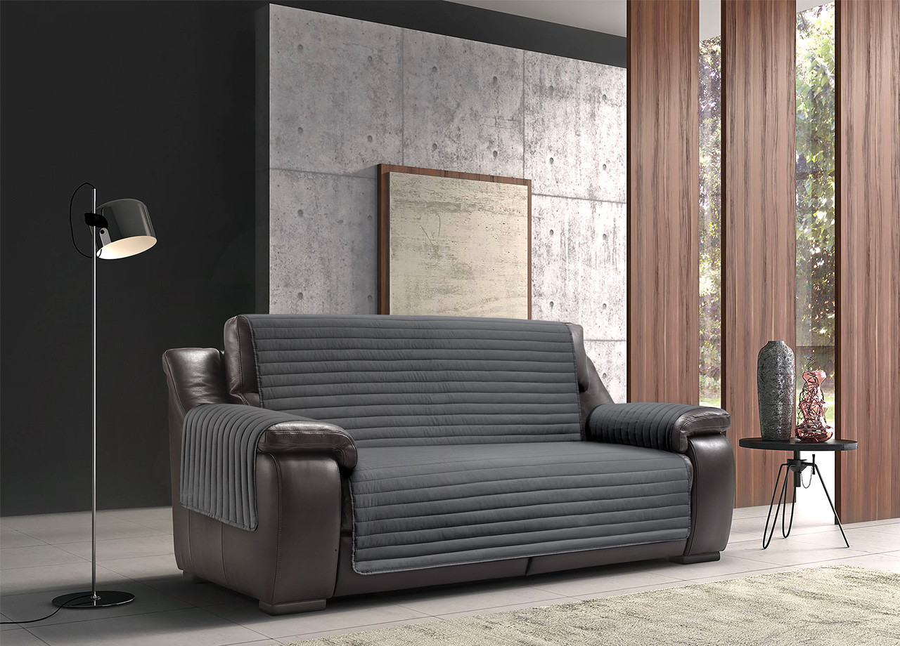 Copridivano Impermeabile Trapuntato Double Face Mod. Sofà Grigio Chiaro-Grigio Scuro