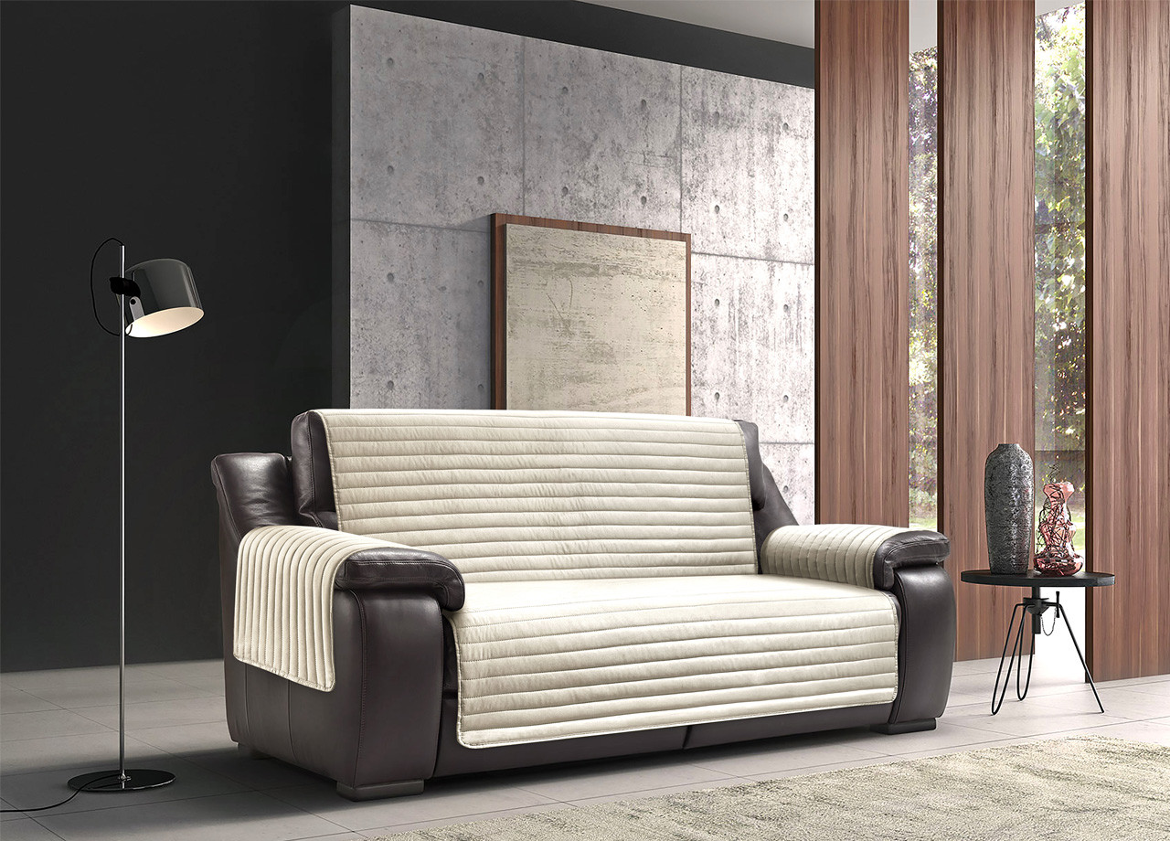 Copridivano Impermeabile Trapuntato Double Face Mod. Sofà Tortora-Beige