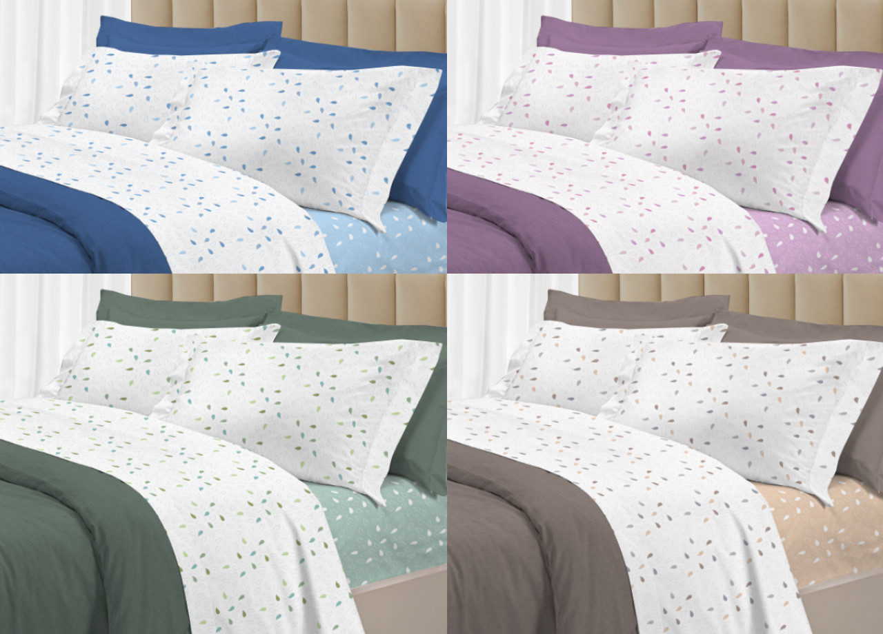 Parure Completo Lenzuola Letto Puro Cotone Linea 3027 Modello Goccia