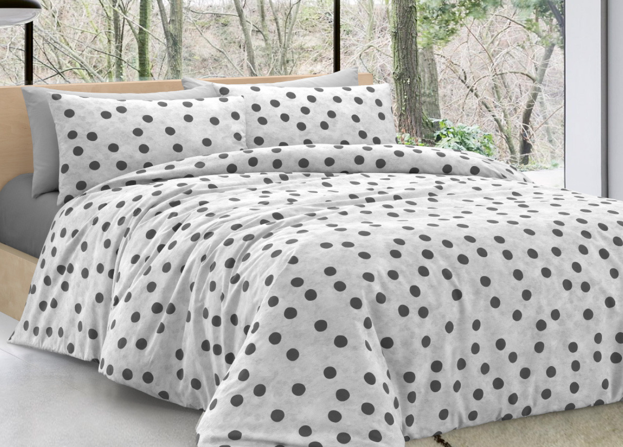 Parure Copripiumino Sacco Letto Puro Cotone Modello Pois LT