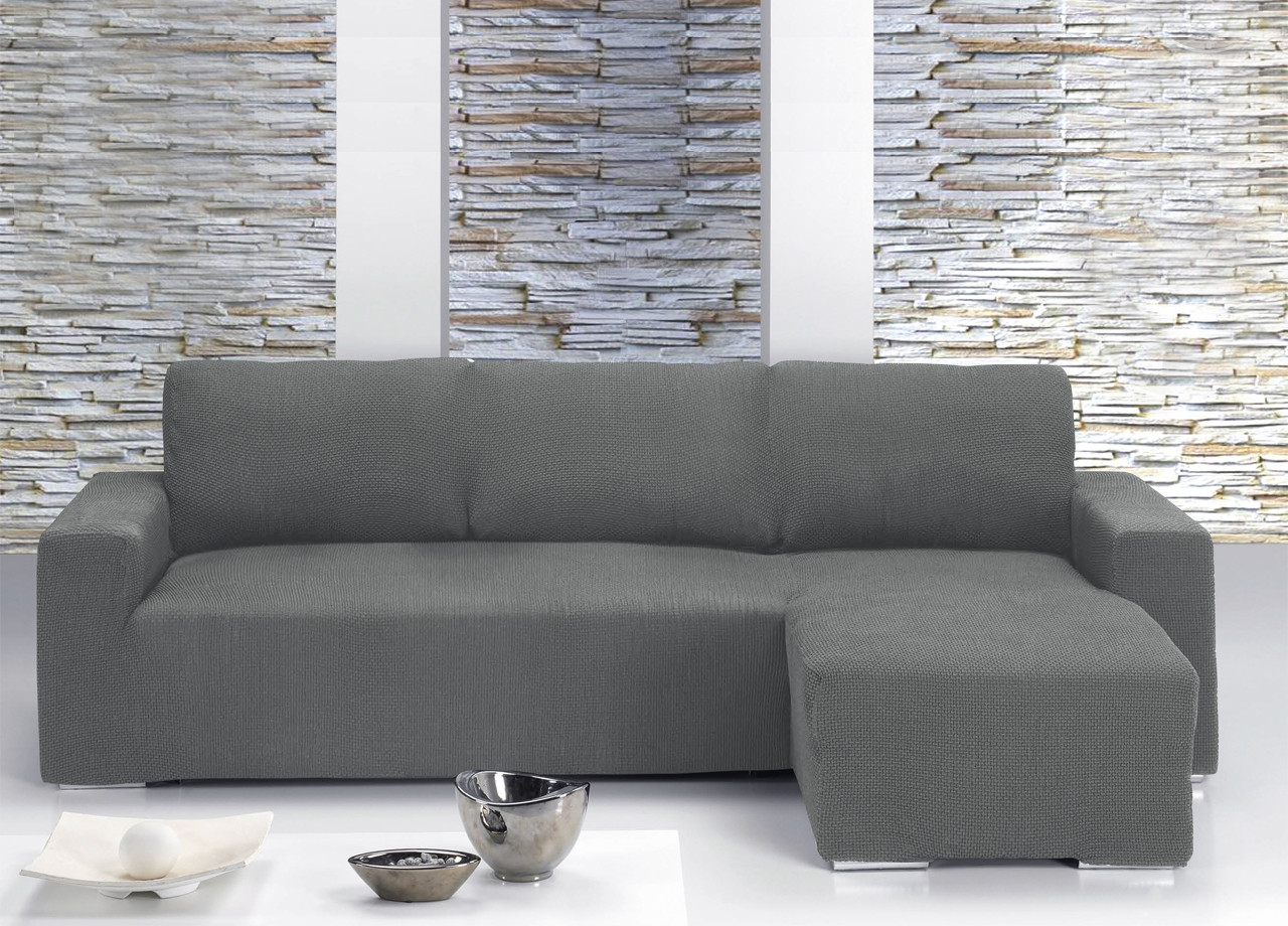 Copridivano Per Divani Con Penisola Chaise Longue Grigio