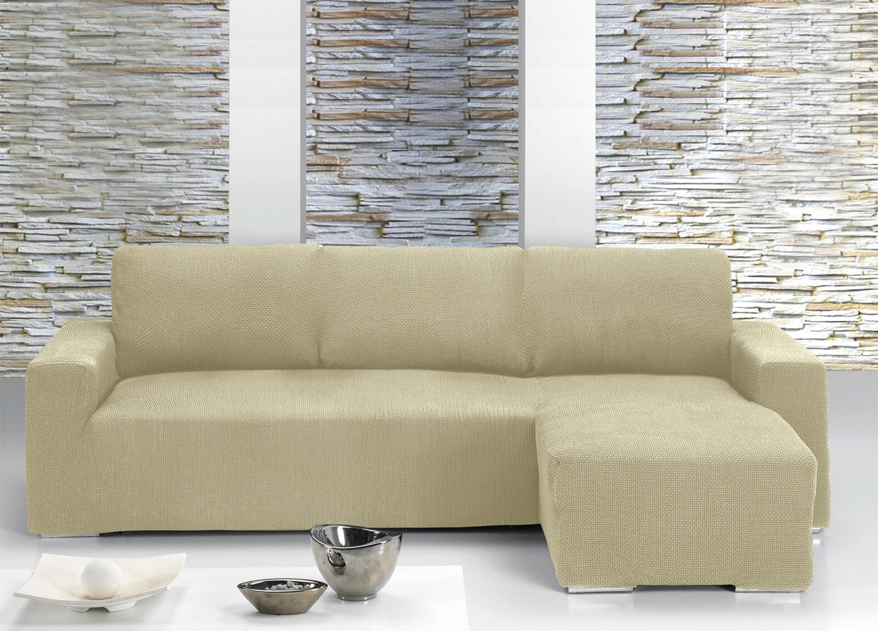 Copridivano Per Divani Con Penisola Chaise Longue Panna