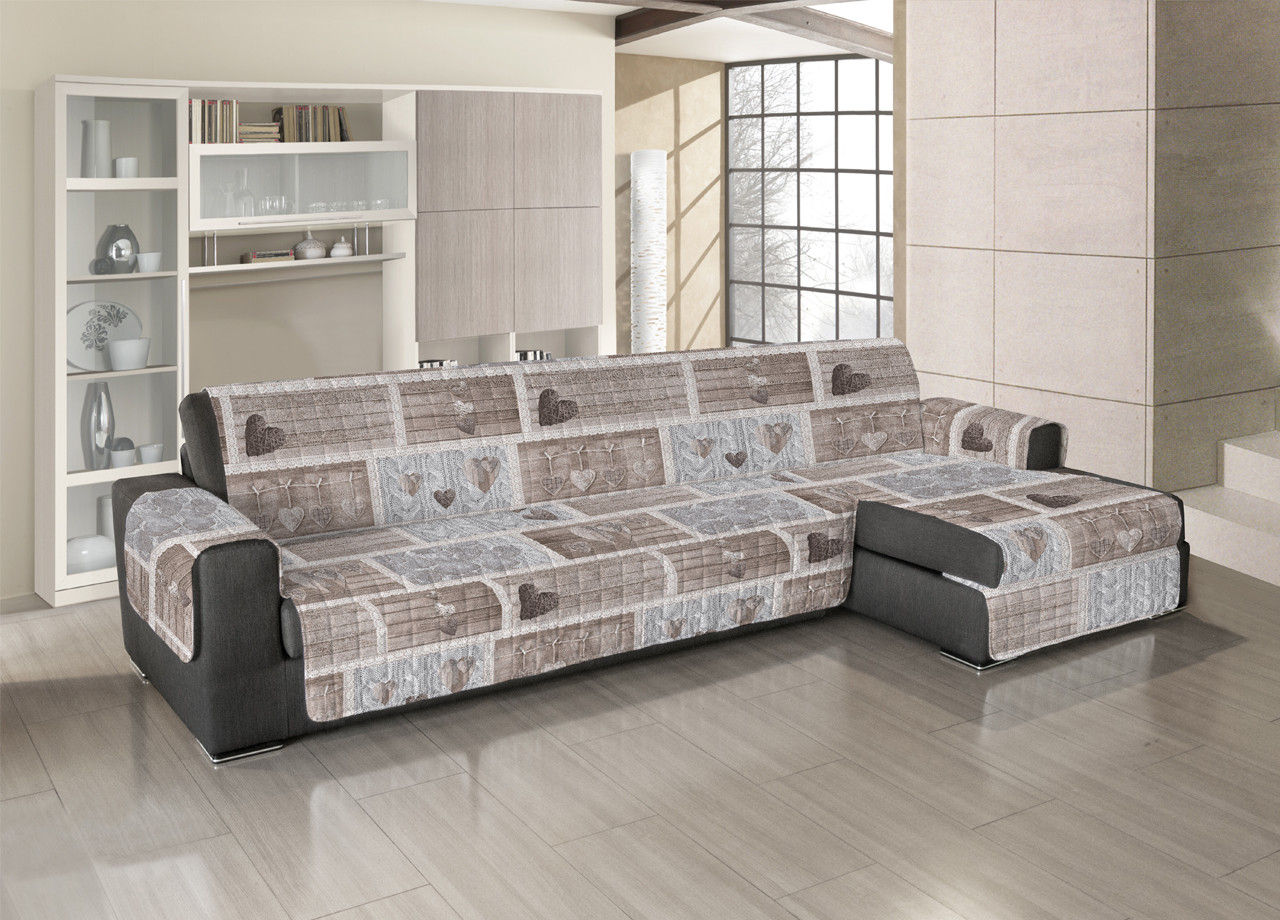 Copridivano Trapuntato Per Divani Con Penisola Fantasia Shabby Love