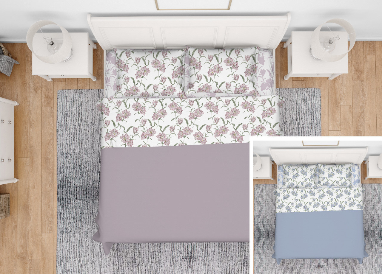 Completo Lenzuola Set Letto In Puro Cotone Modello Magnolia GI Made Italy