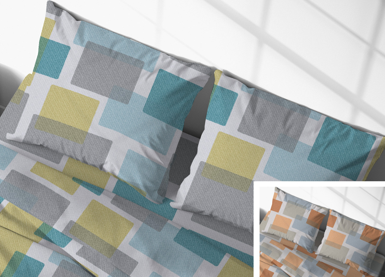 Set 2 Federe Clip Laterali Cuscino Letto In 100% Cotone Modello Square