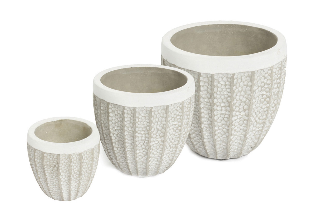 Pack 3 Vaso Resistente In Cemento Per Fiori Piante Rotondo Mod Grain