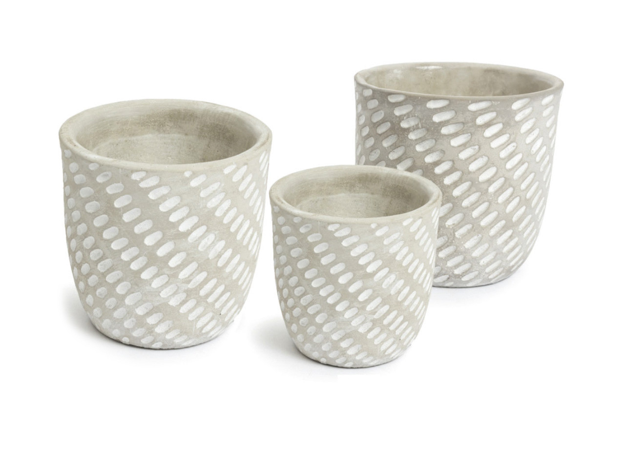 Pack 3 Vaso Resistente In Cemento Per Fiori Piante Rotondo Mod Mark
