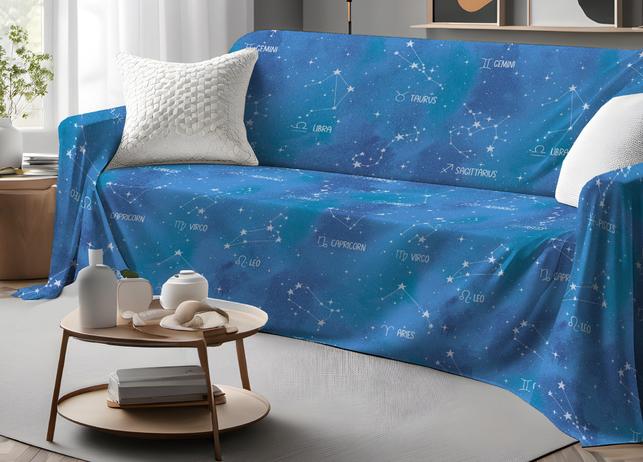 Telo Multi Uso Copritutto Copriletto In Puro Cotone Modello Zodiaco