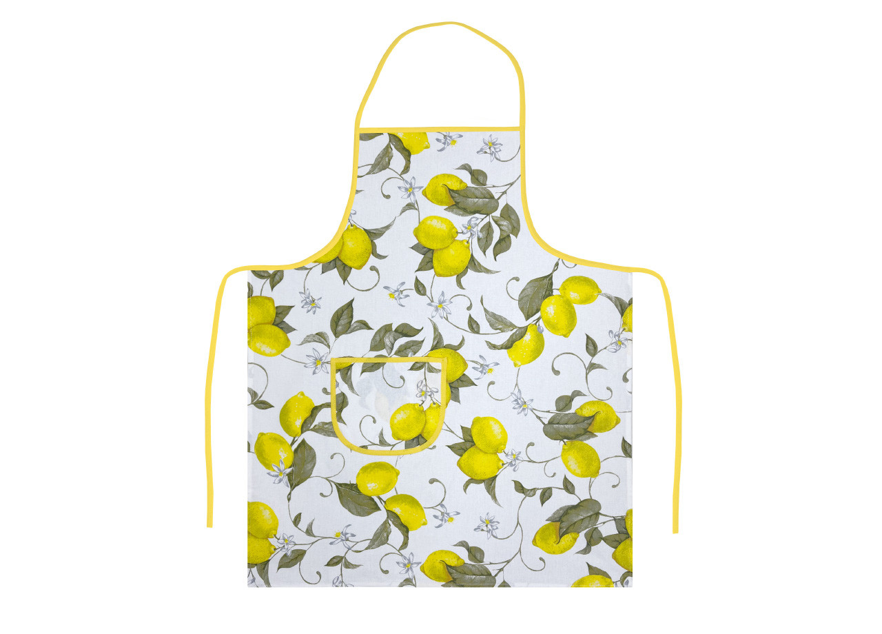 2 Pezzi Grembiule Cucina Grill Con Tasche Modello Cedro Fantasia Limoni