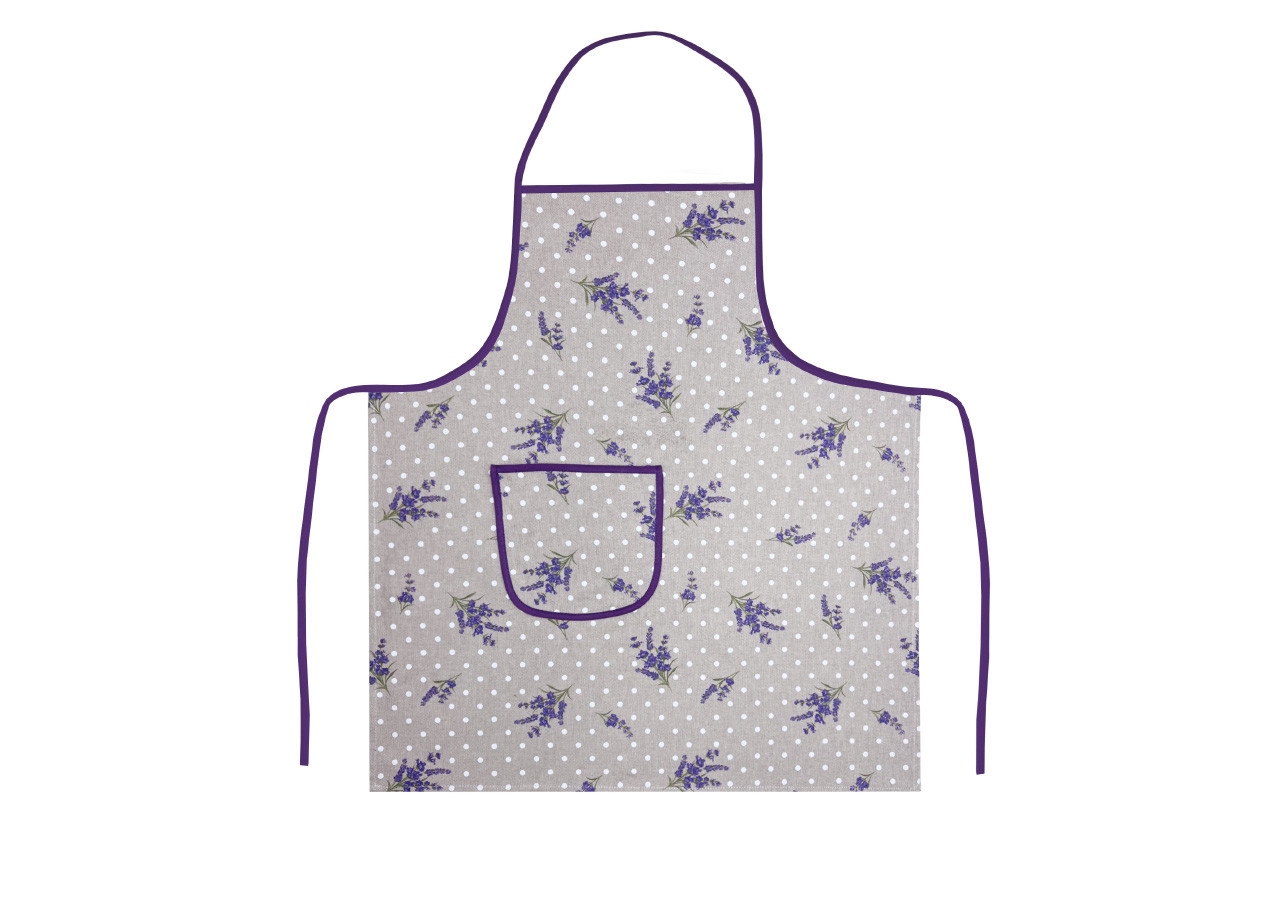 2 Pezzi Grembiule Cucina Grill Con Tasche Modello Mini Camargue Fantasia Fiori Viola