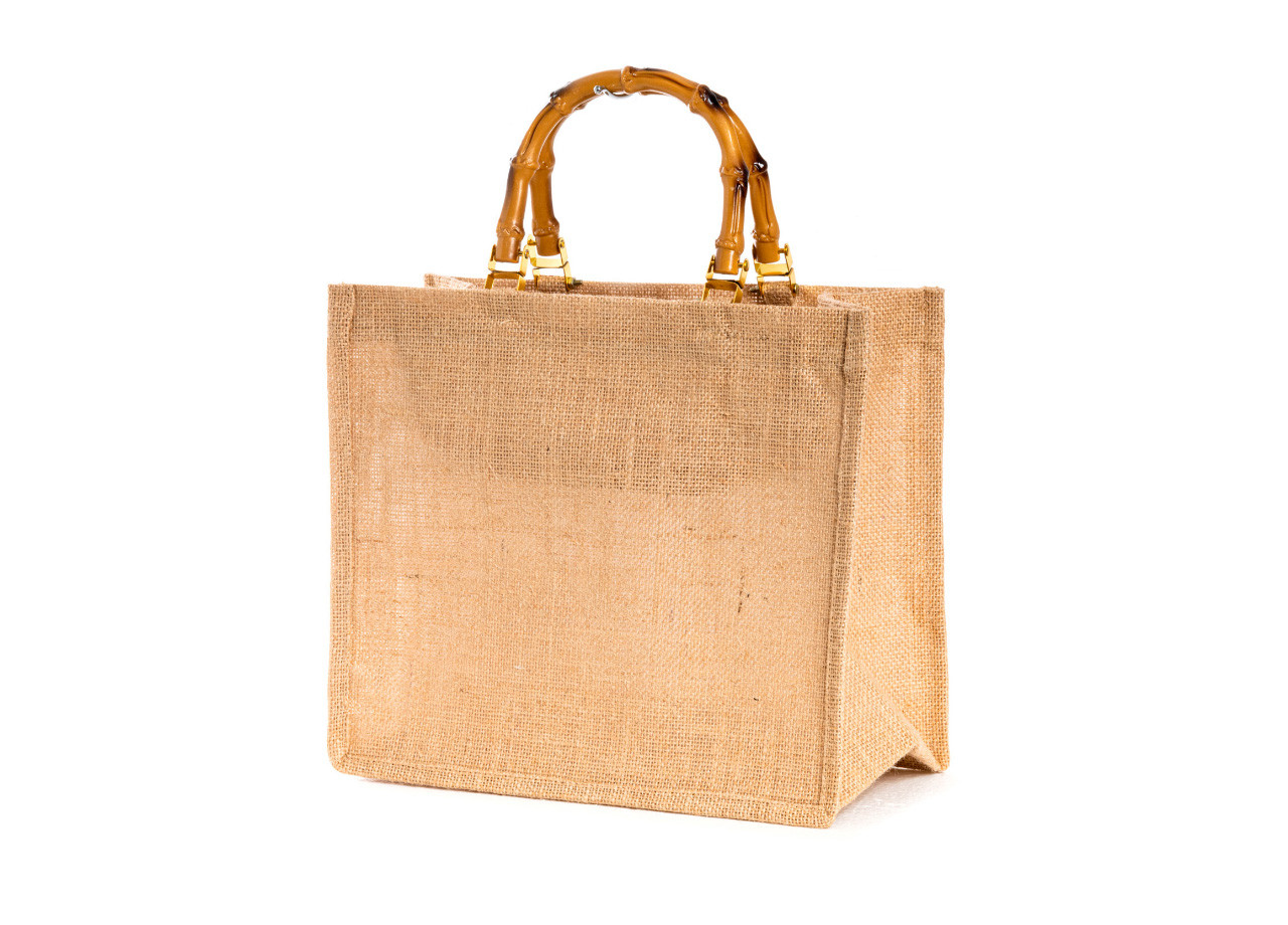 Borsa Vacanza Mare Spiaggia Di Juta E Bamboo Grande Modello Indonesia