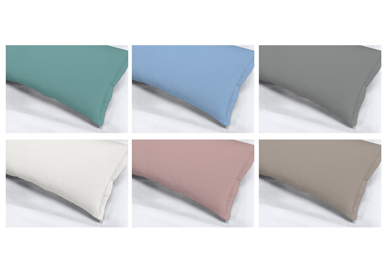 Paia Federe Cuscini Letto Con Patella In Puro Cotone Percalle Tinta Unita Vari Colori