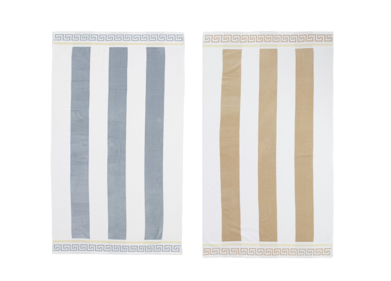 Telo Mare 90x165 Spiaggia Piscina Spugna Jacquard Modello Greca