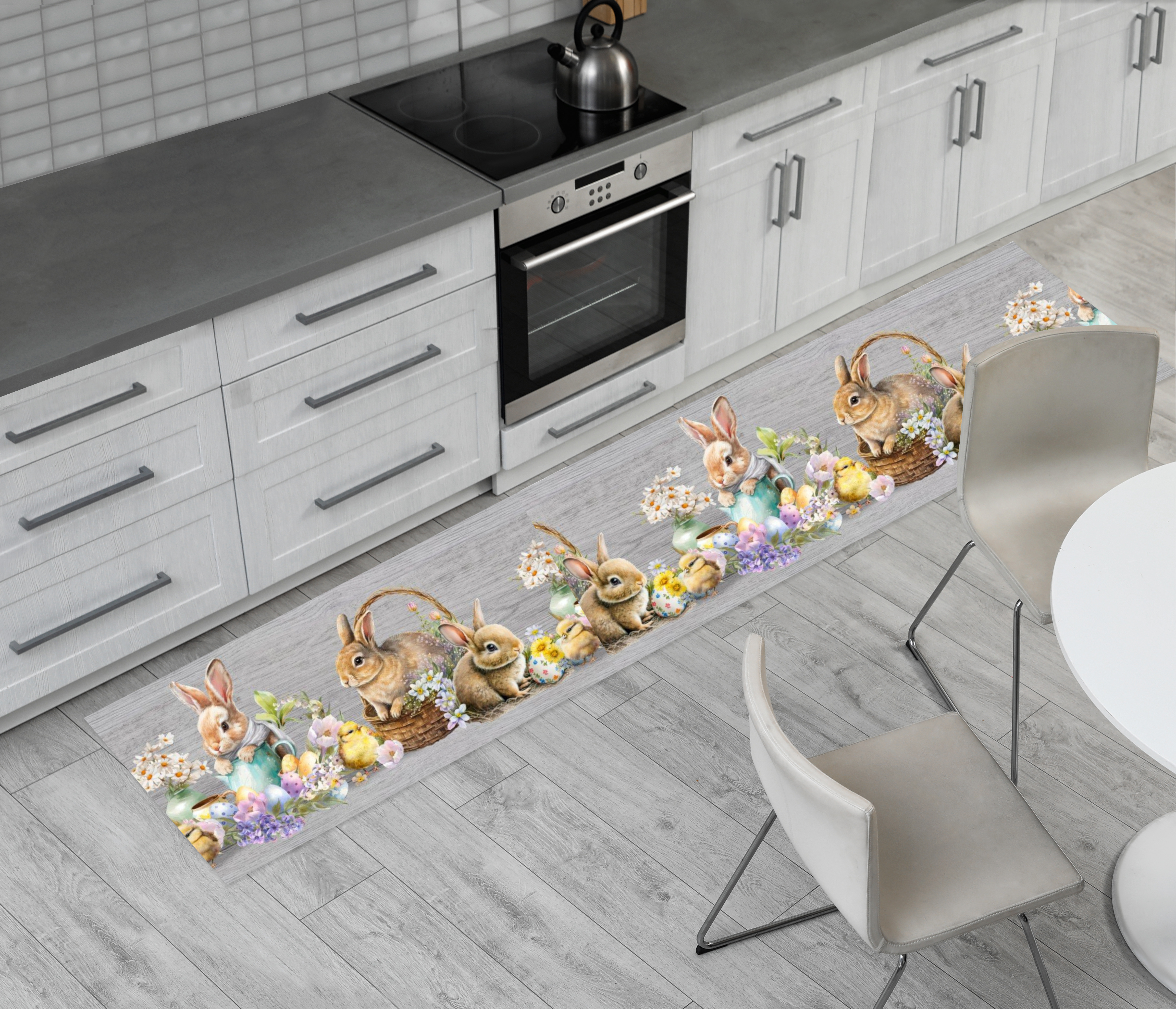 Tappeto Pasqua Runner Cucina Antiscivolo Passatoia Fantasia Basket Easter