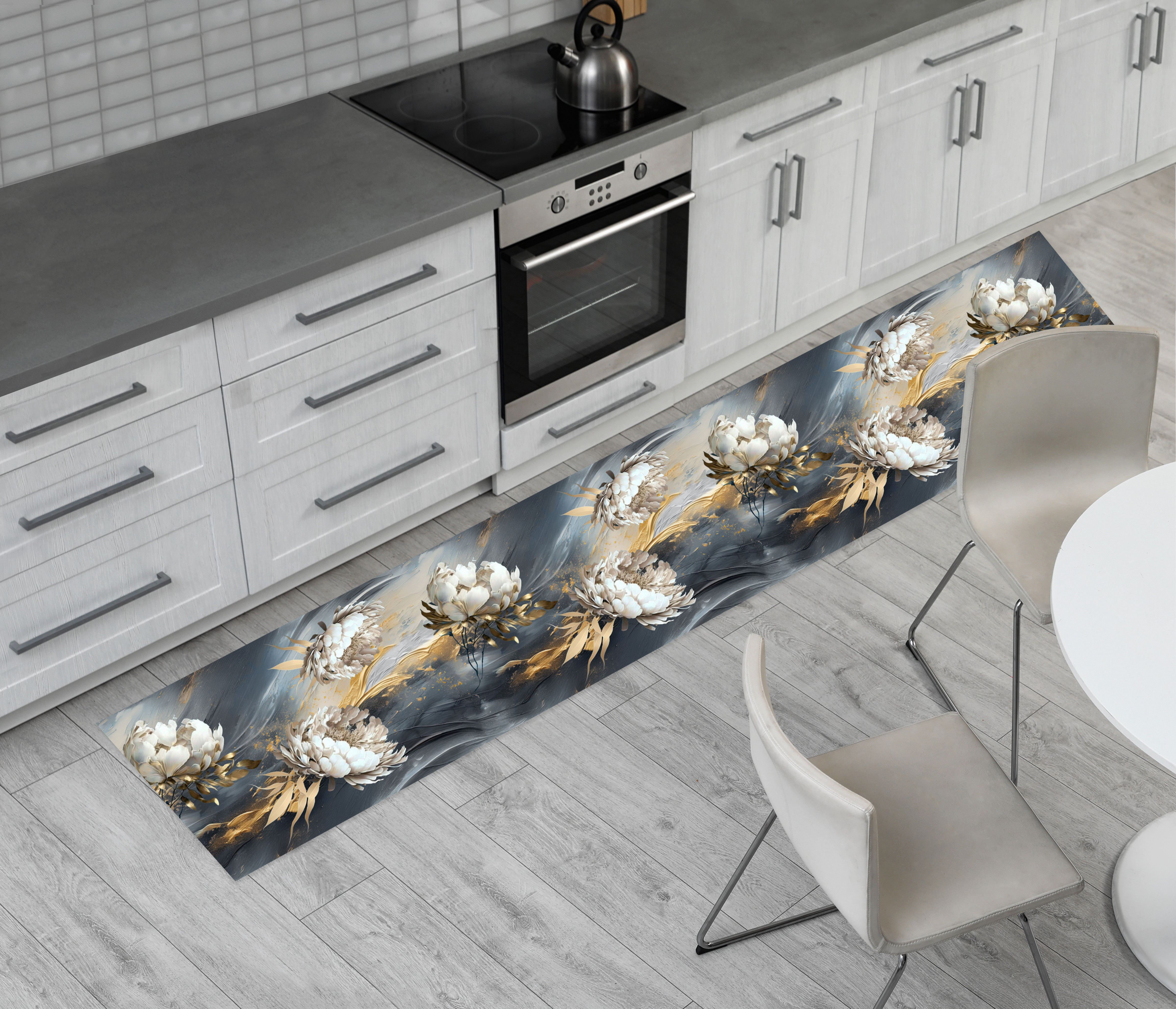 Tappeto Runner Cucina Antiscivolo Passatoia Fantasia Fiori Acrylic