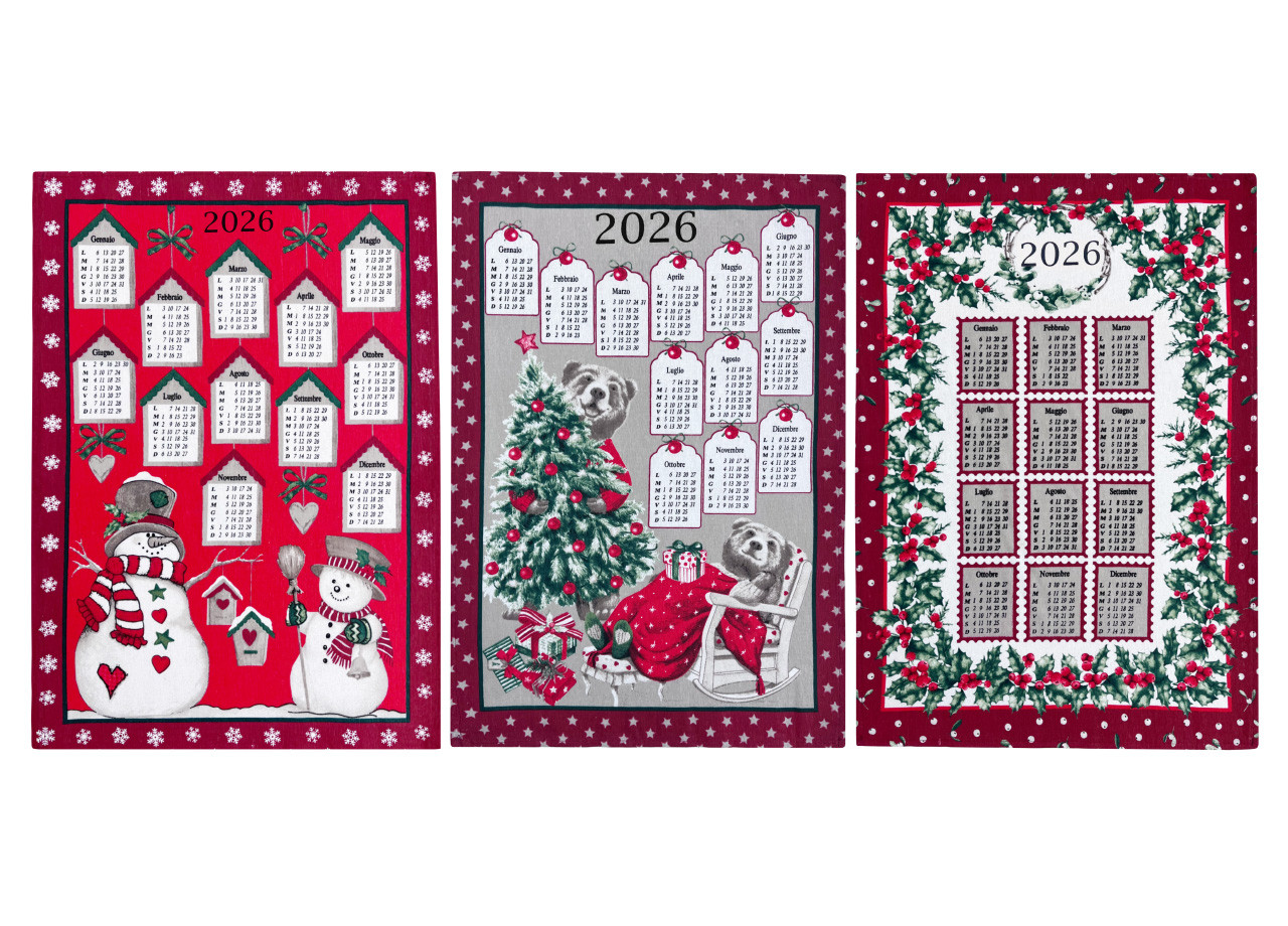 Pacco 6 Canovacci Cucina Natale Cotone Stampato Made Italy Dis. Assortiti A