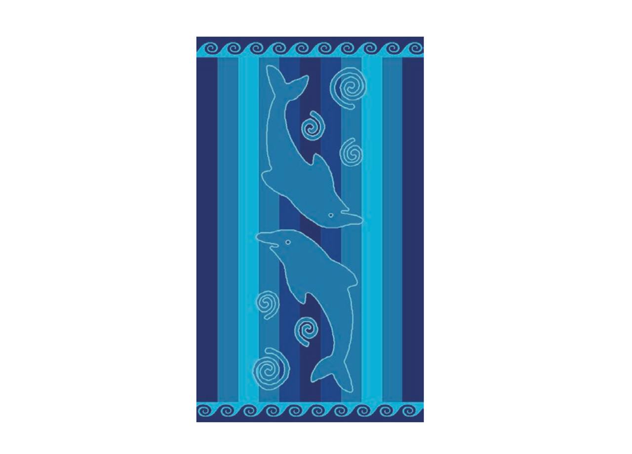 Telo Mare Jacquard in Morbida Spugna Fantasia Dolphin Weaves Blu