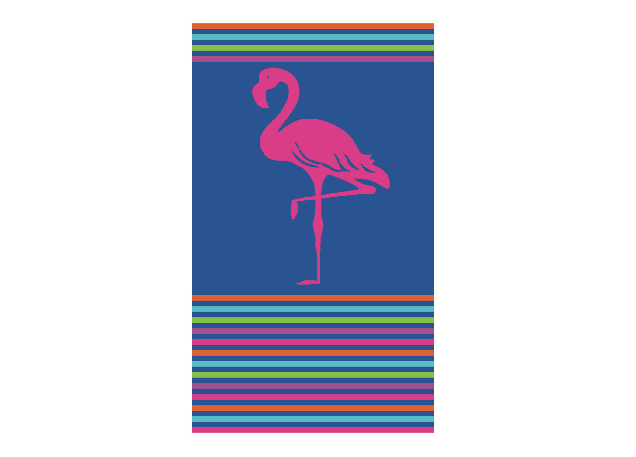 Telo Mare Jacquard in Morbida Spugna Fantasia Flamingo Degradè Blu