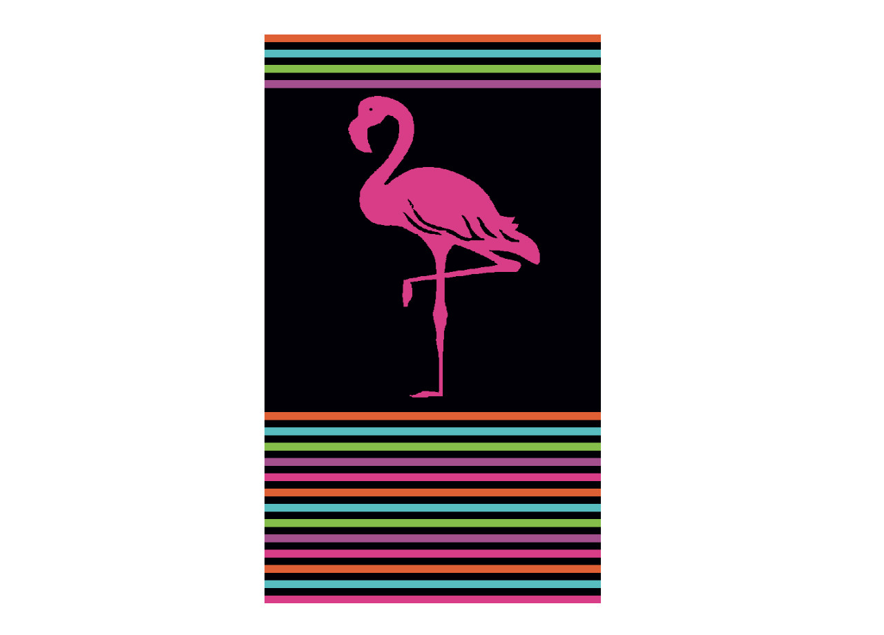 Telo Mare Jacquard in Morbida Spugna Fantasia Flamingo Degradè Nero