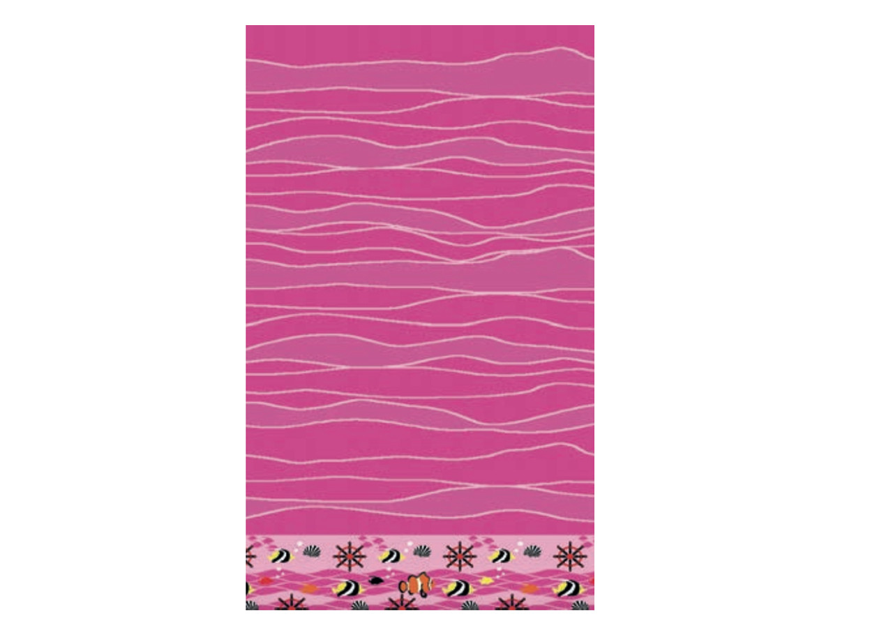 Telo Mare Jacquard in Morbida Spugna Fantasia Nautical Fish Fucsia