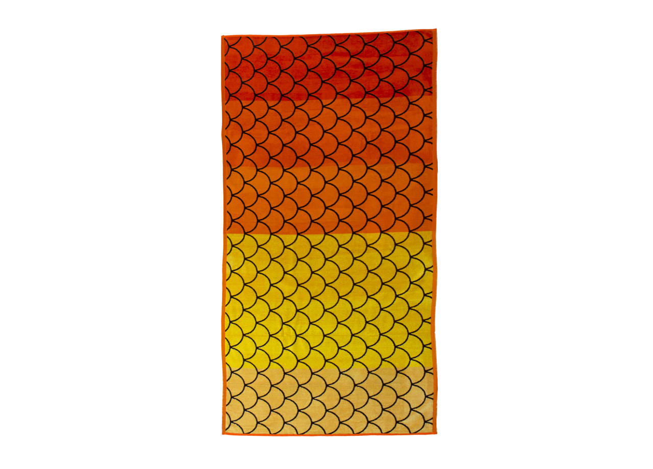 Telo Mare Jacquard In Spugna Modello Shell Colore Arancio