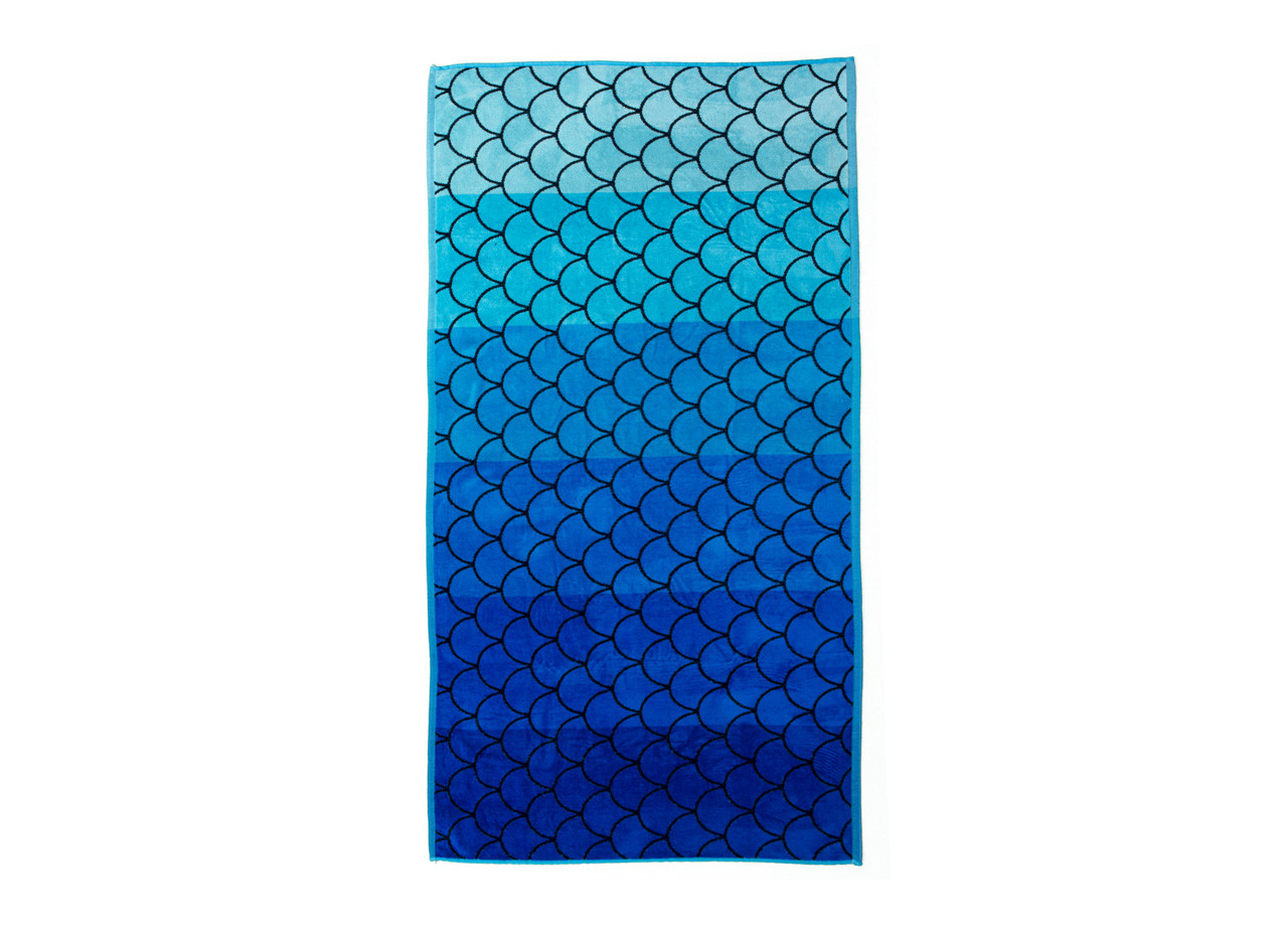 Telo Mare Jacquard In Spugna Modello Shell Colore Blu