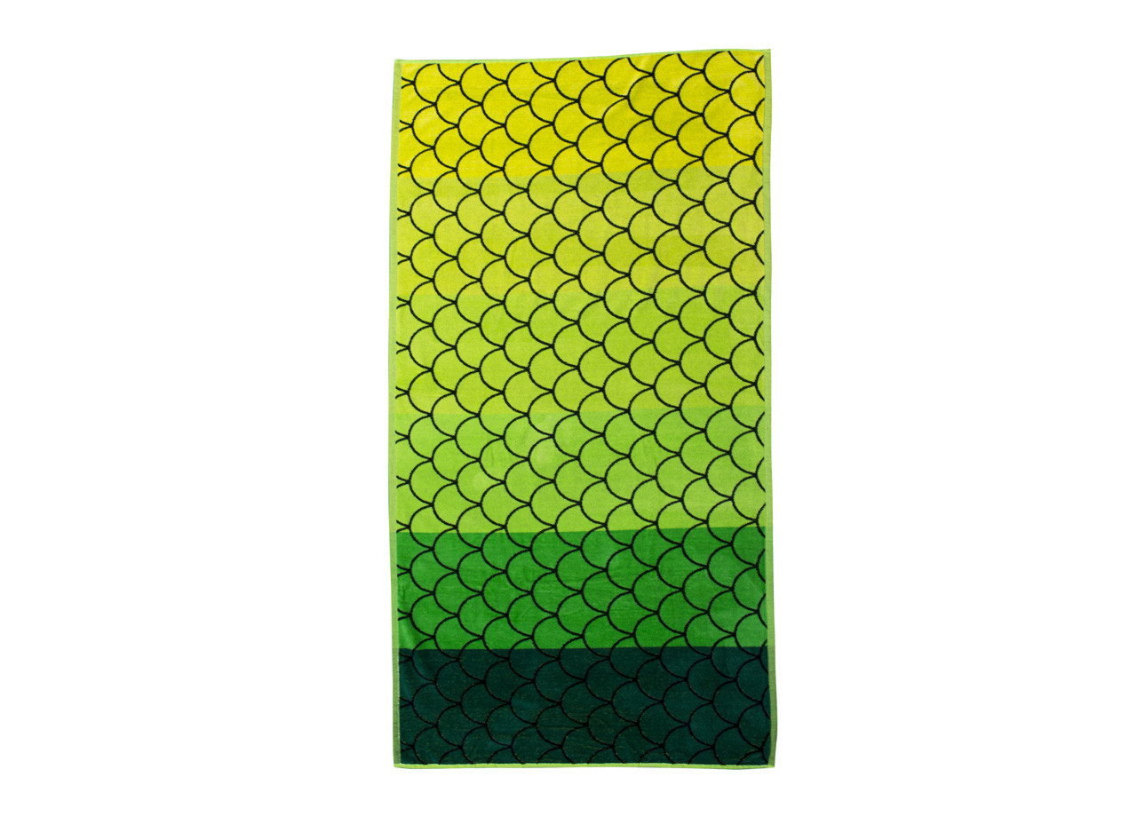 Telo Mare Jacquard In Spugna Modello Shell Colore Verde