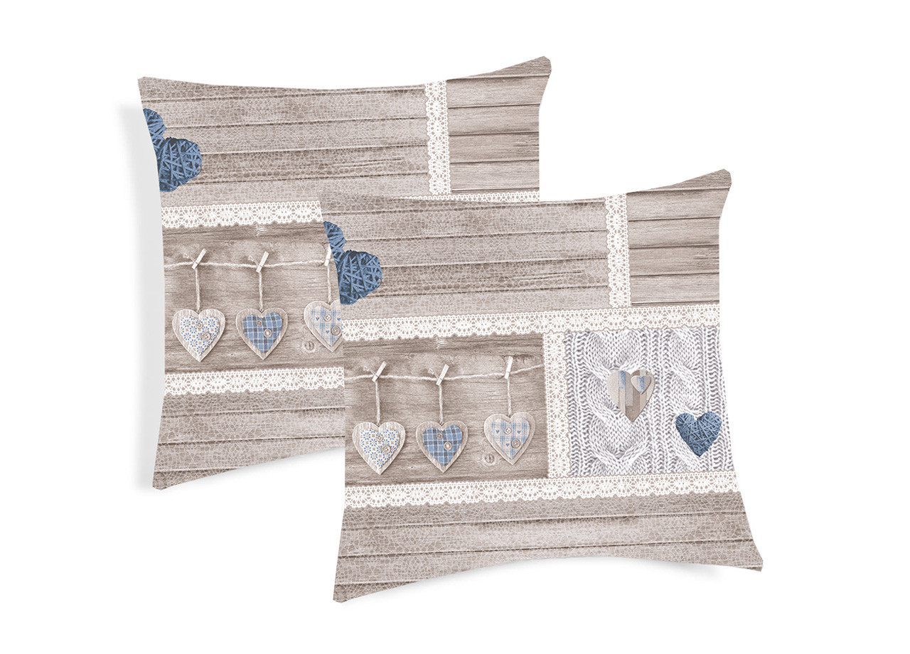 Coppia Cuscini Decorativi Per Divano Fantasia Shabby Love Colore Blu