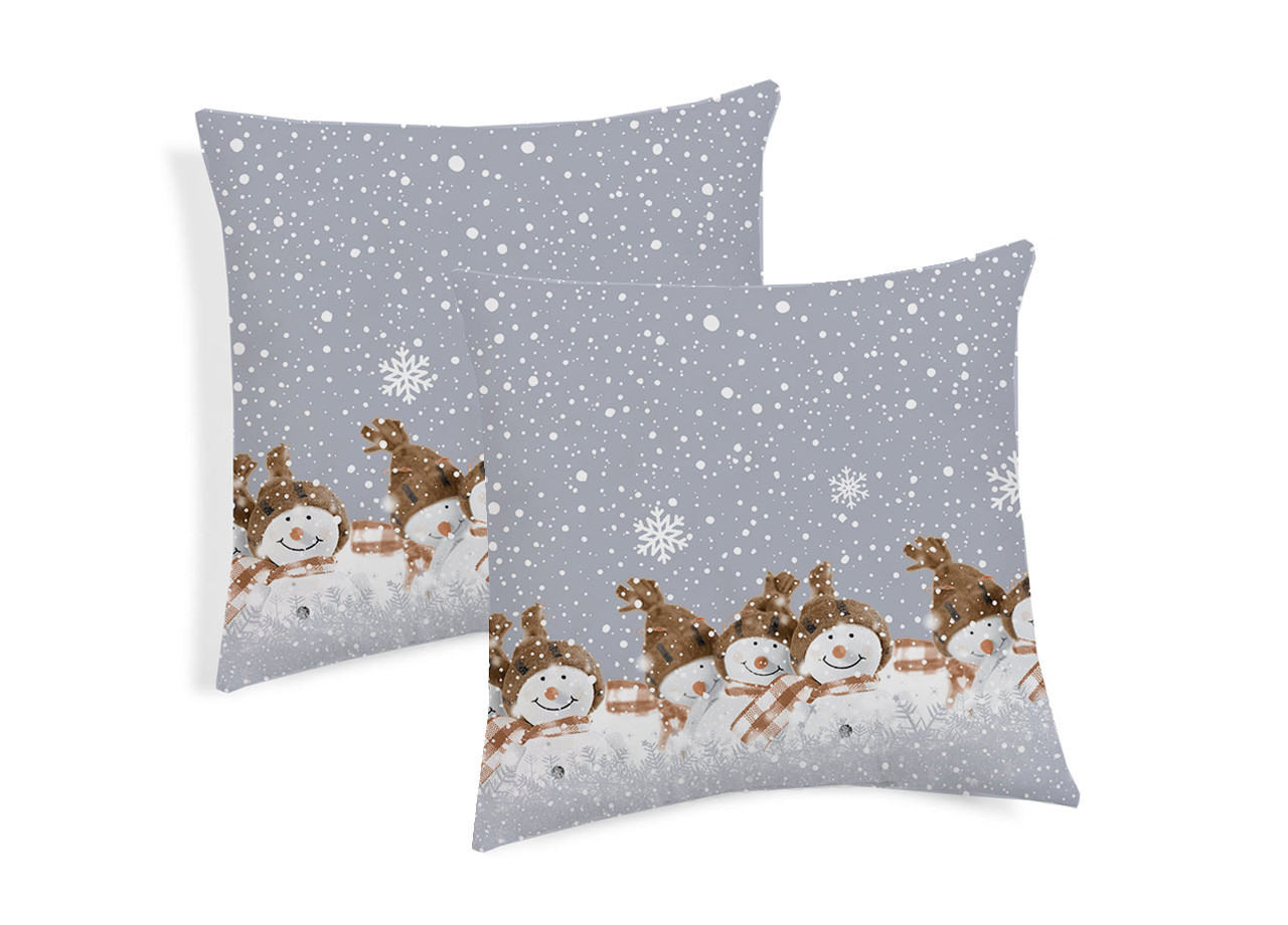 Coppia Cuscini Decorativi Per Divano Fantasia Snowman Colore Beige