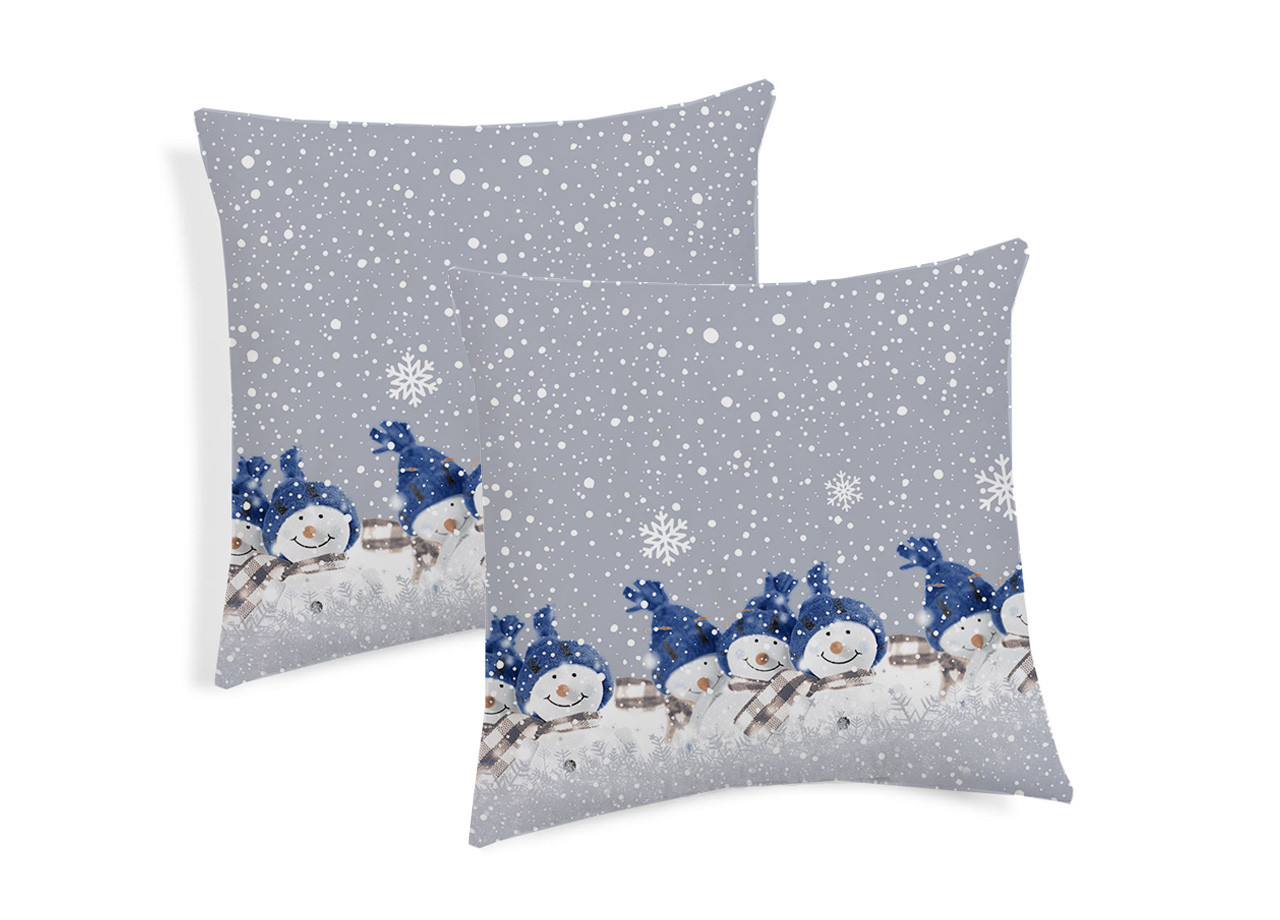 Coppia Cuscini Decorativi Per Divano Fantasia Snowman Colore Blu