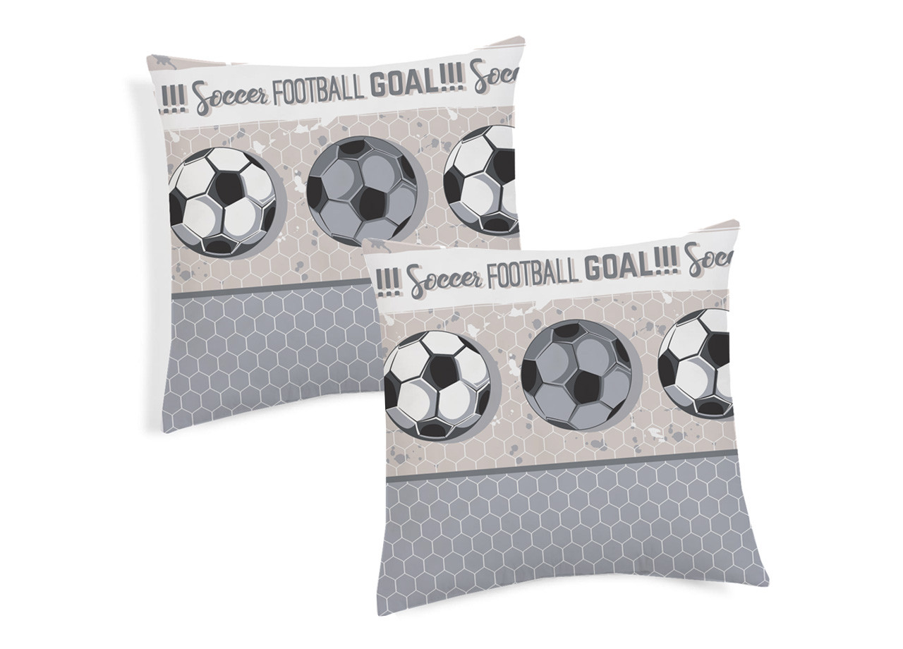 Coppia Cuscini Decorativi Per Divano Fantasia Calcio Colore Grigio