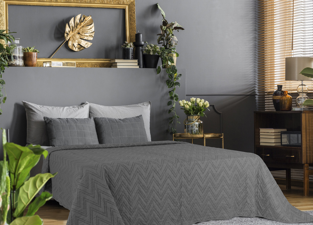 Copriletto Estivo 100gr Matrimoniale Tinta Unita Stonewashed Slavato Grigio