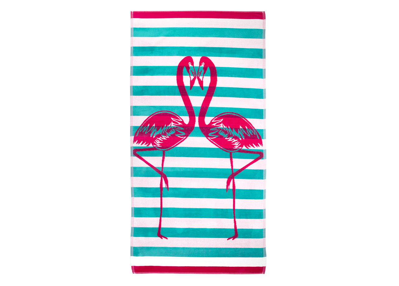 Telo Mare Spiaggia Asciugamano Piscina Morbida Spugna Flamingo Love Fucsia