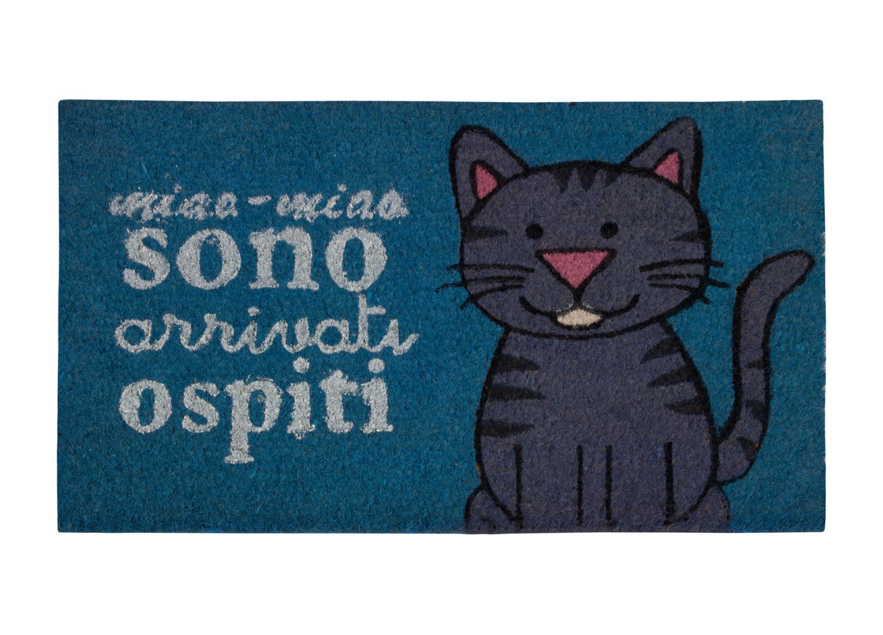 Tappetino Zerbino Cocco Antiscivolo Ingresso Casa Fantasia Fortuna Gatto